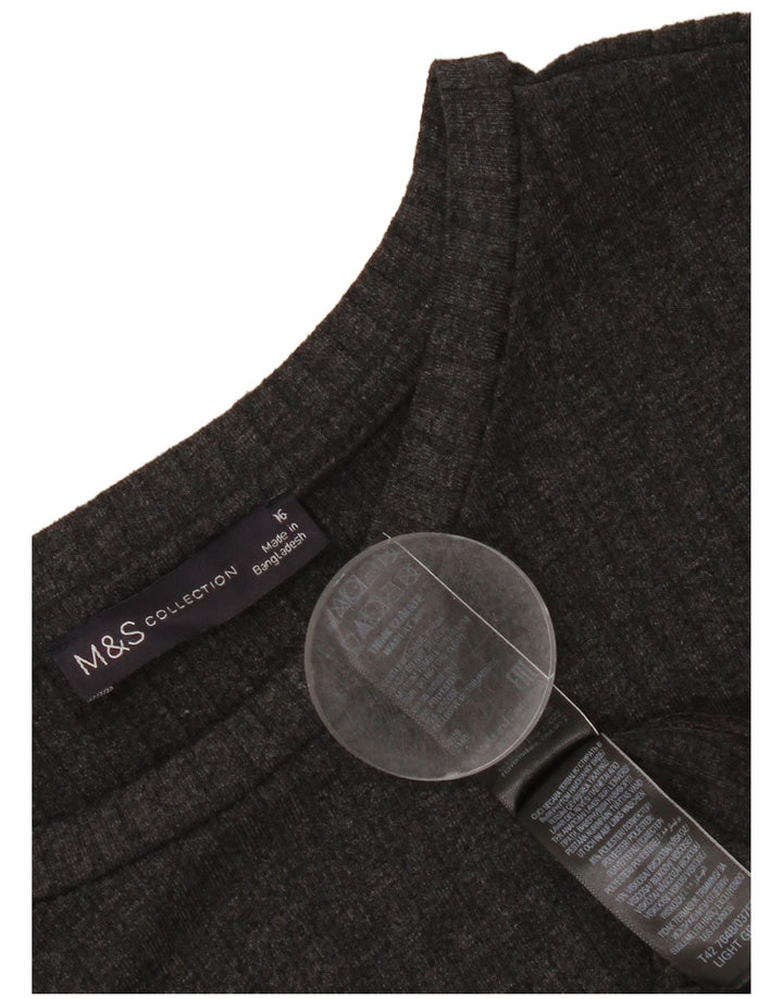 Abito lungo a maniche lunghe da donna Marks & Spencer UK 16 grande poliestere grigio