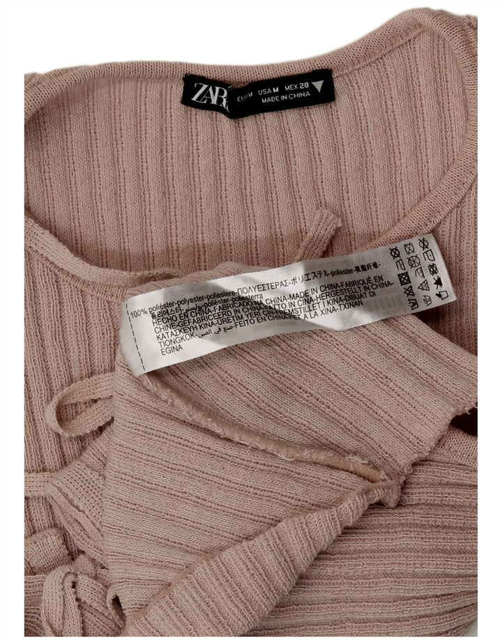 Camicetta corta senza maniche da donna Zara UK 12 Poliestere rosa medio