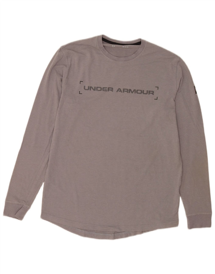 Maglietta grafica da uomo Under Armour a maniche lunghe grigio medio