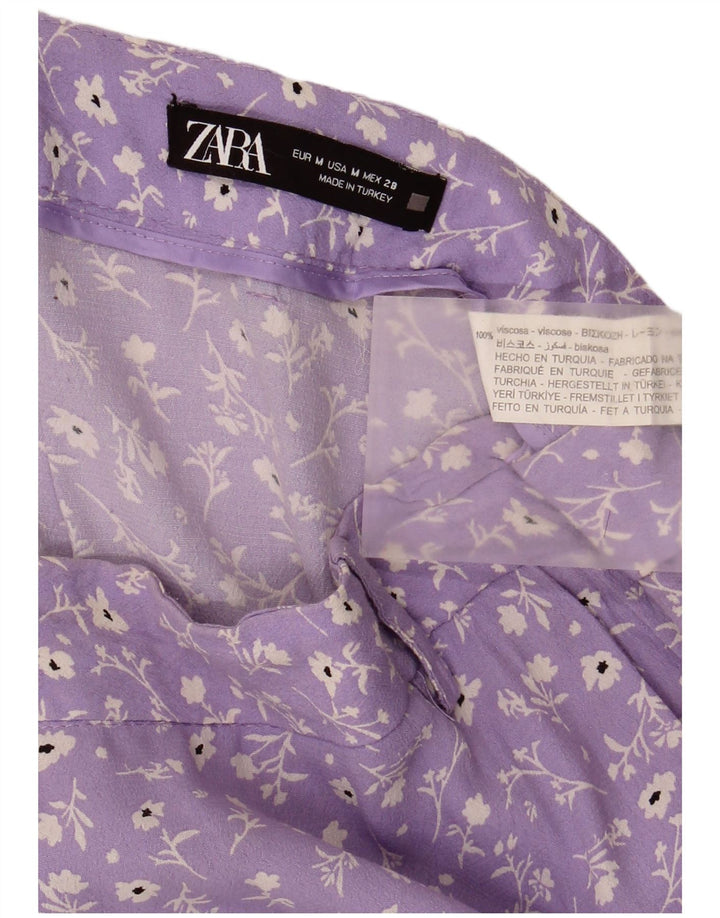 Minigonna Zara da donna media W28 viscosa floreale viola