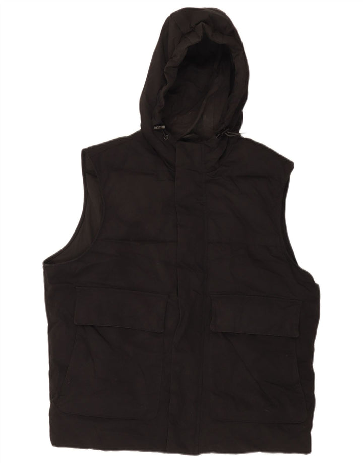 Gilet imbottito con cappuccio da uomo Zara UK 38 medio poliestere nero