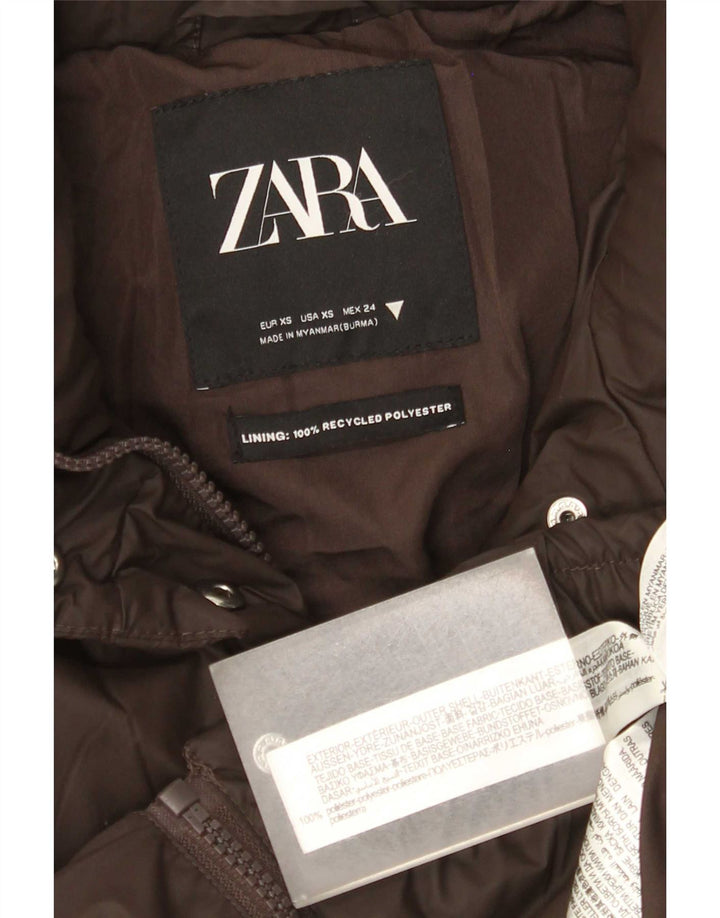 Giacca imbottita oversize corta da donna Zara UK 6 XS poliestere marrone