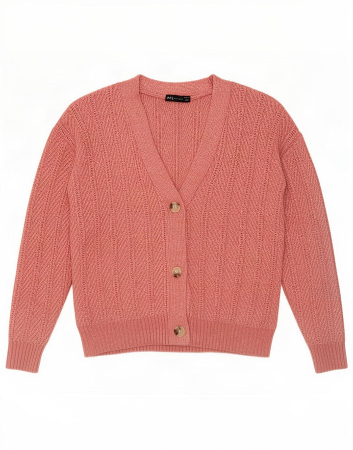 Maglione cardigan da donna Marks & Spencer UK 14 Poliestere rosa medio