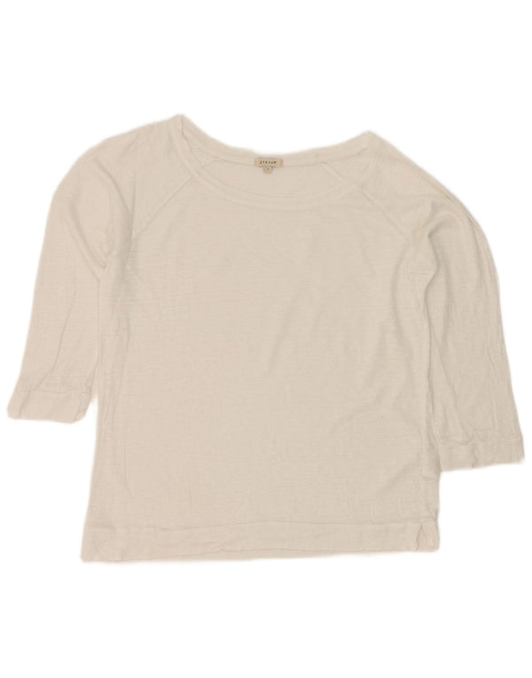 Jigsaw Womens Top 3/4 Sleeve UK 10 Small White Linen