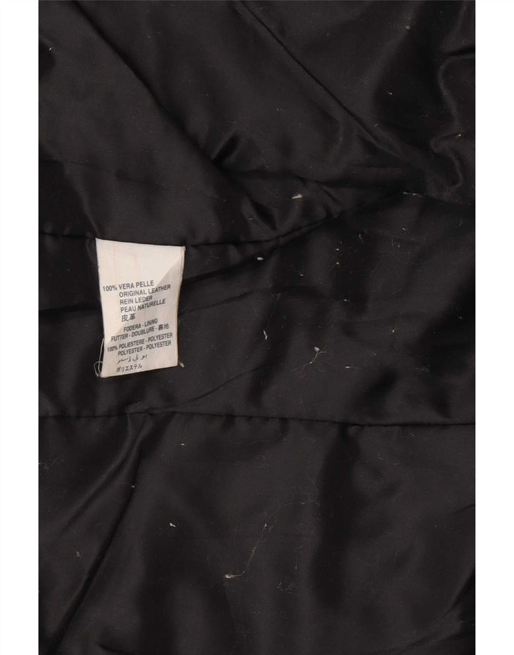 Giacca da corsa vintage in pelle corta da donna IT 42 Marrone medio