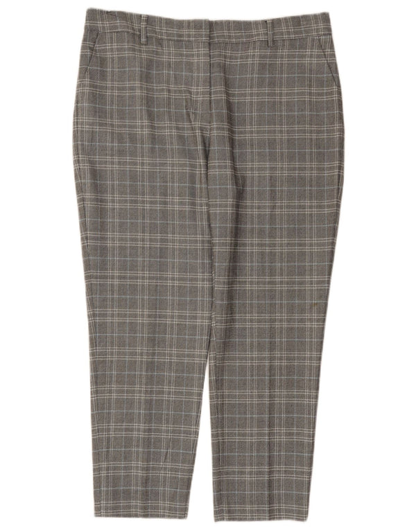 Pantaloni corti da donna Marks & Spencer UK 14 Large W34 L25 PVC a quadri grigi