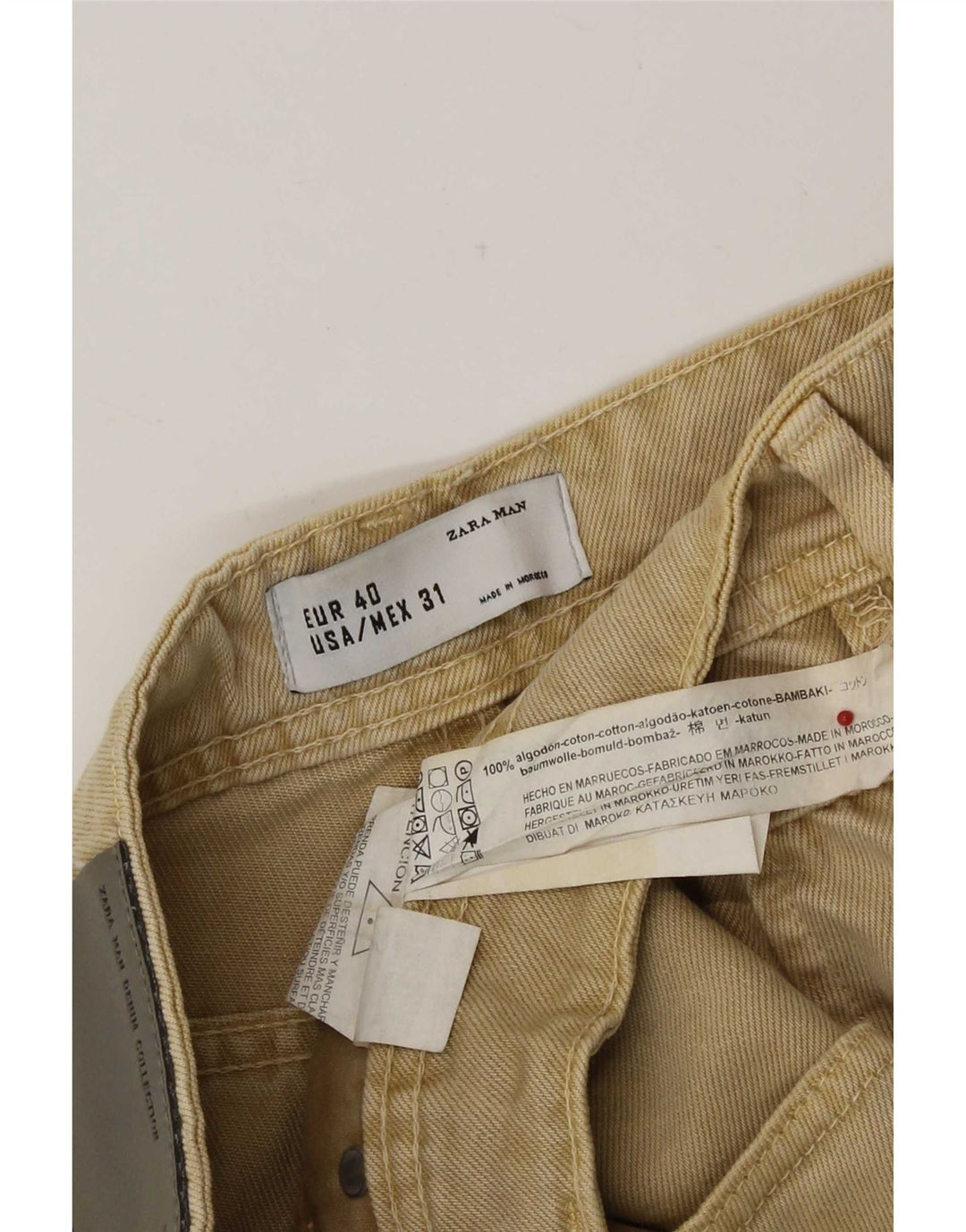 Pantaloncini di jeans da uomo Zara EU 40 medi W31 cotone beige