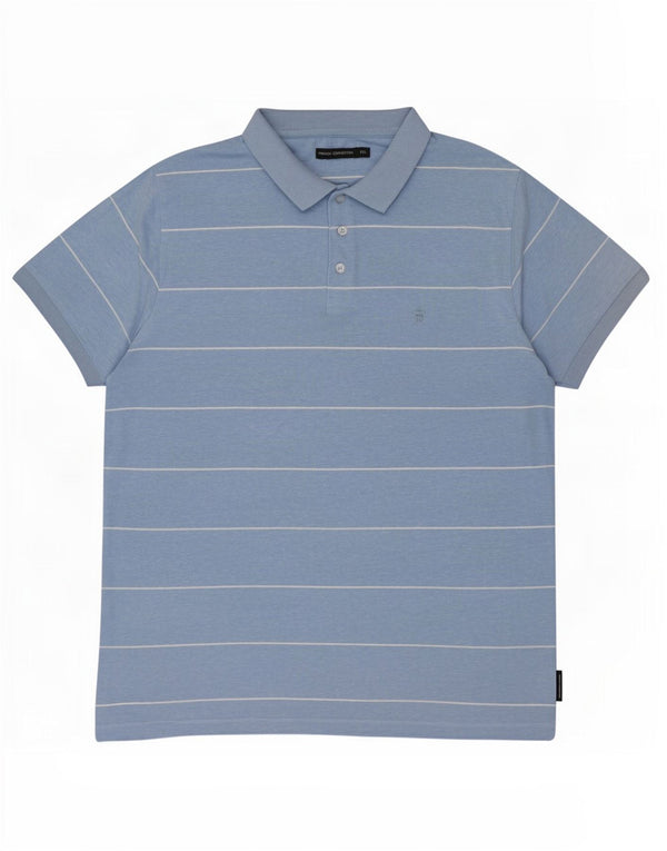 French Connection Mens Polo Shirt 2XL Blue Striped Cotton