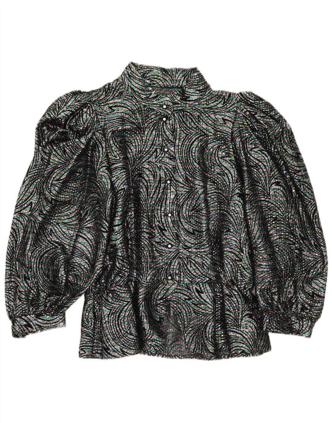 Camicetta camicia vintage da donna IT 42 media multicolore geometrica