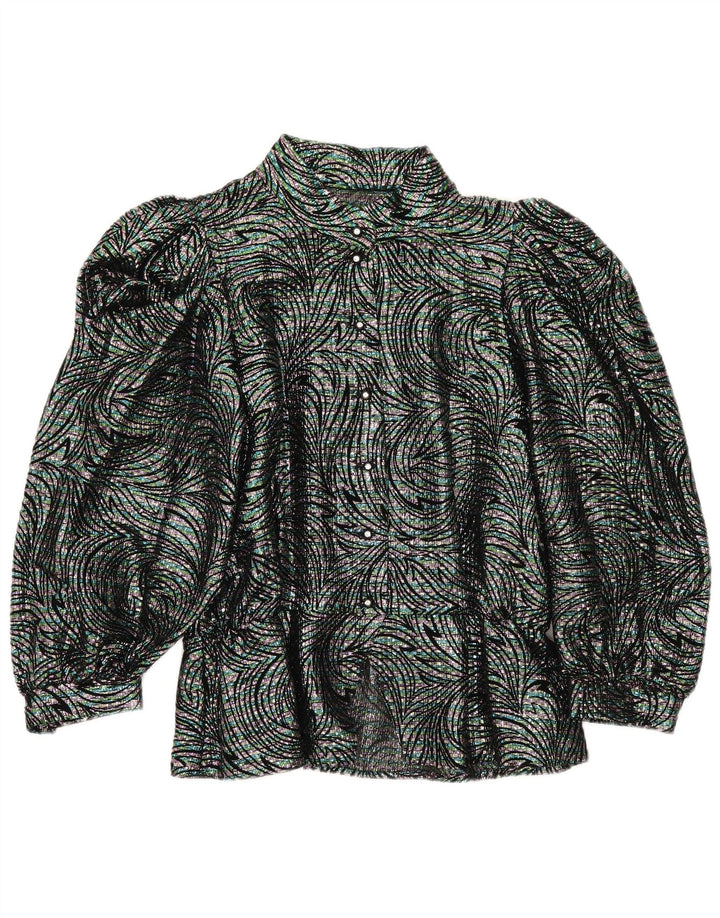 Camicetta camicia vintage da donna IT 42 media multicolore geometrica