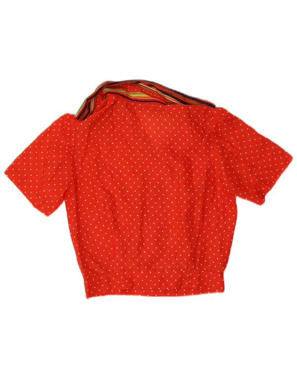 Camicetta vintage da donna a maniche corte corta UK 8 piccoli pois rossi
