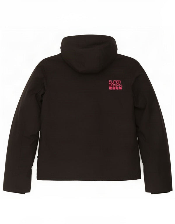 Giacca a vento con cappuccio da donna Superdry UK 14 nylon nero medio