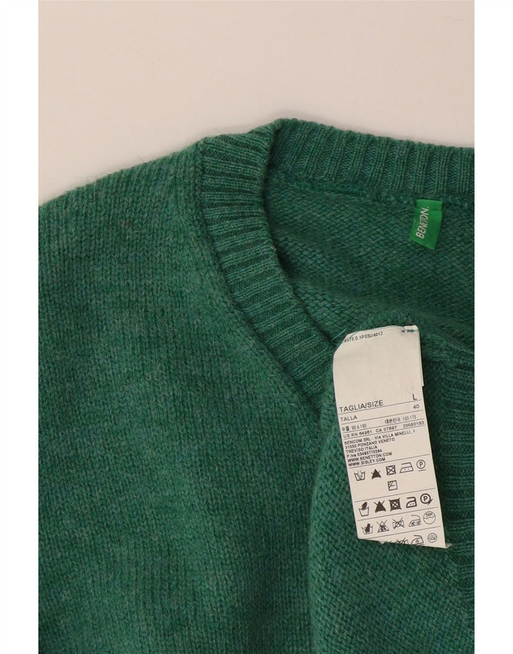 Maglione da uomo con scollo a V Benetton grande in lana verde