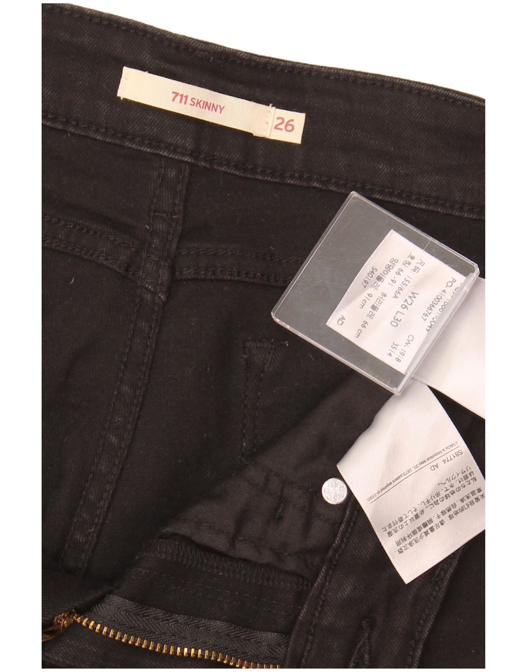 LEVI'S Jeans skinny 711 da donna W26 L30 cotone nero