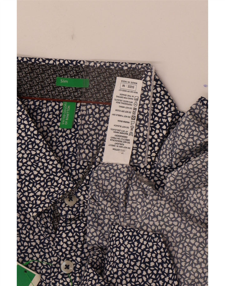 Camicia Benetton da uomo slim fit in cotone floreale medio blu navy
