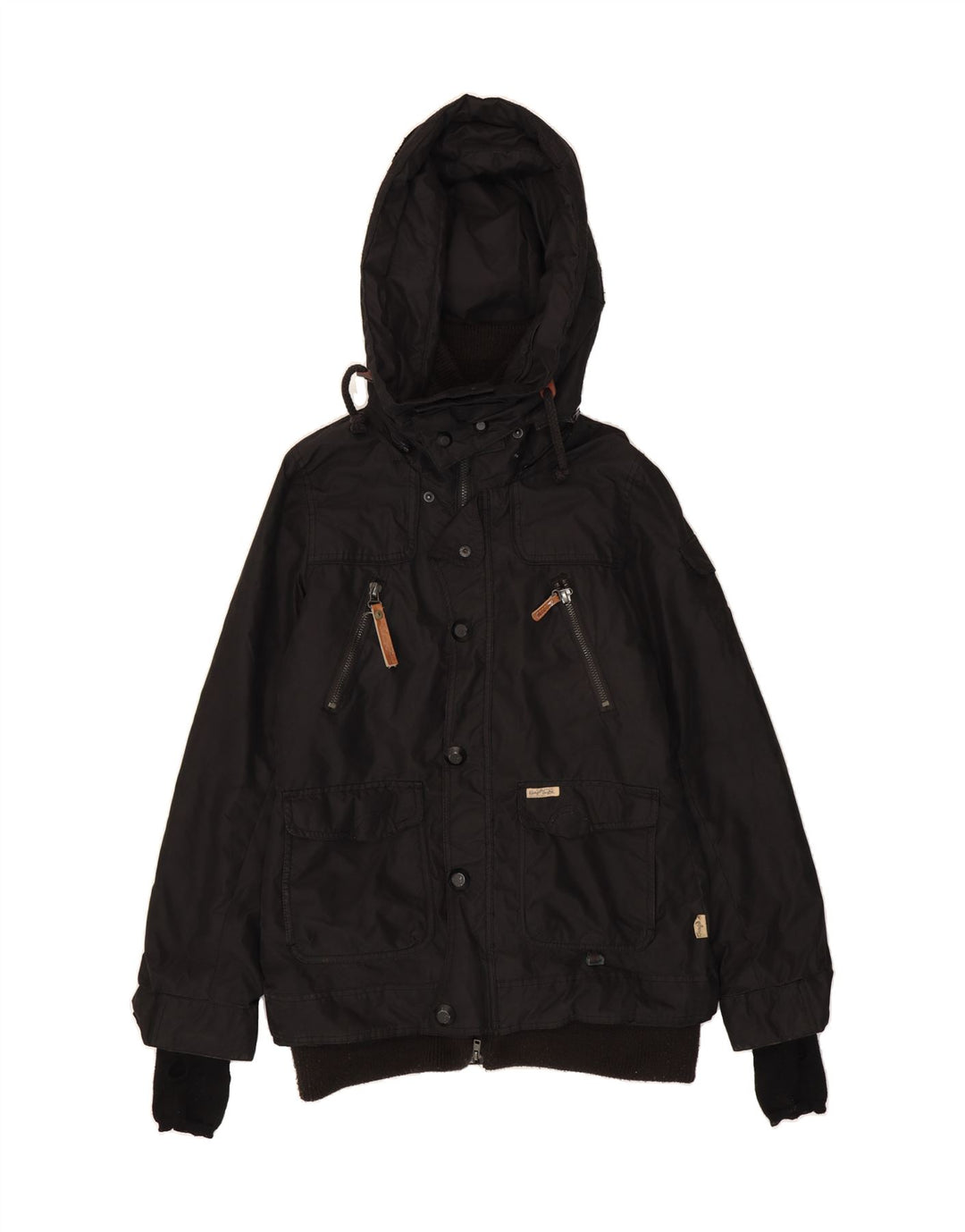 KHUJO Womens Hooded Windbreaker Jacket UK 18 XL Black Polyester Vintage KHUJO and Second-Hand KHUJO from Messina Hembry 