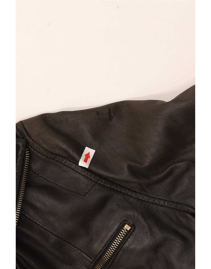 Giacca in pelle corta da donna Zen IT 46 grande in pelle nera