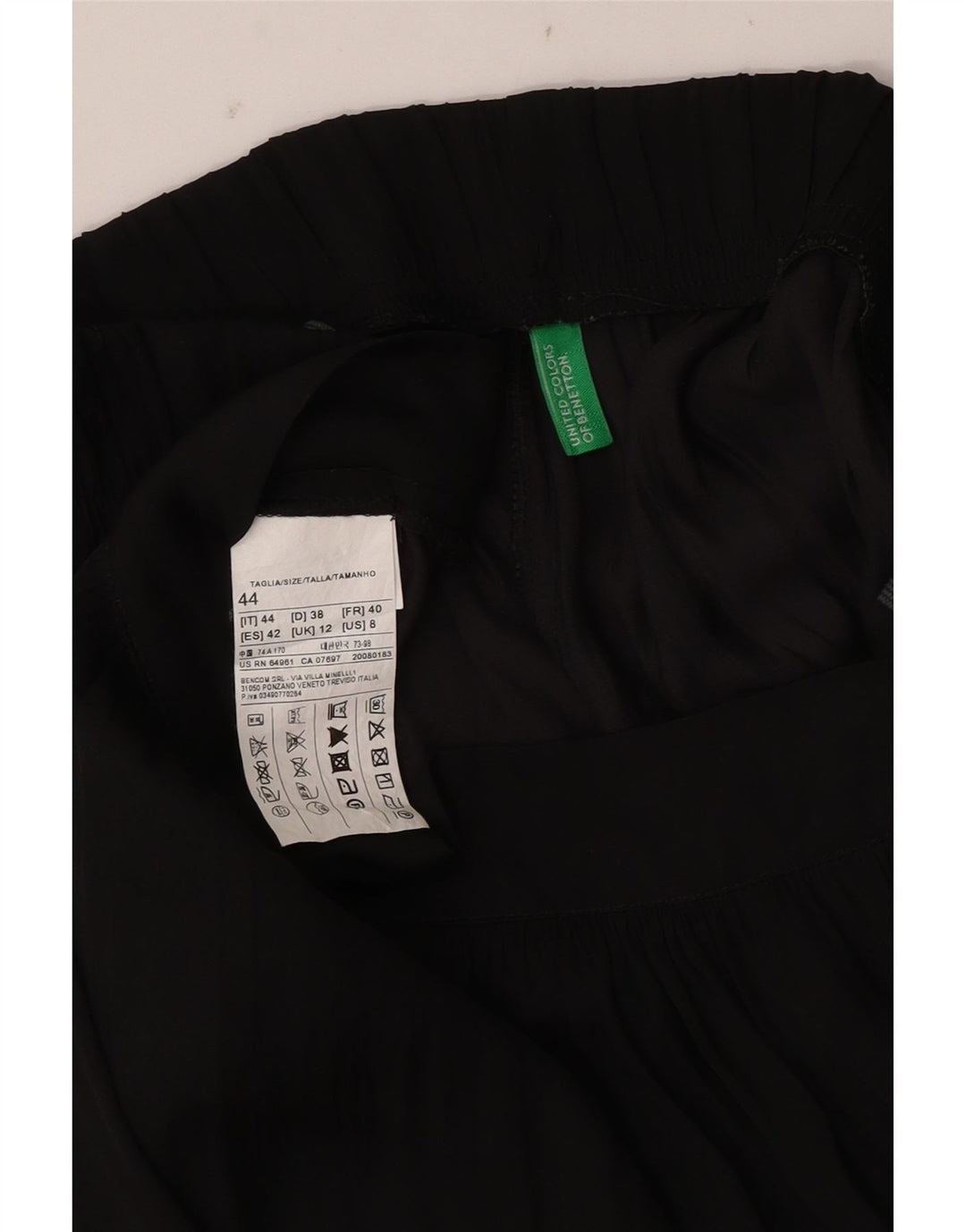 Pantaloni Chino Pegged da donna Benetton UK 12 Medium W34 L26 Poliestere nero
