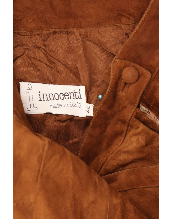 Pantaloni in pelle scamosciata affusolati da donna Innocenti IT 42 Medium W26 L26 Marrone