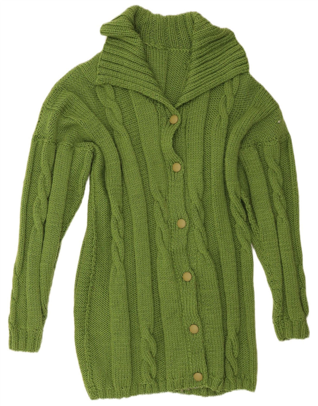 Maglione cardigan oversize a linea lunga da donna vintage UK 16 grande verde
