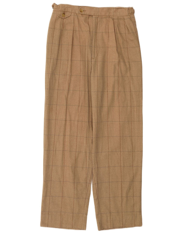 TOMMY HILFIGER Pantaloni da abito con pegging da uomo W35 L31 Cotone a quadri beige