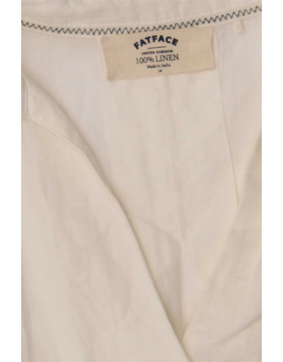 Camicia pullover ampia da donna Fat Face UK 14 Lino bianco grande