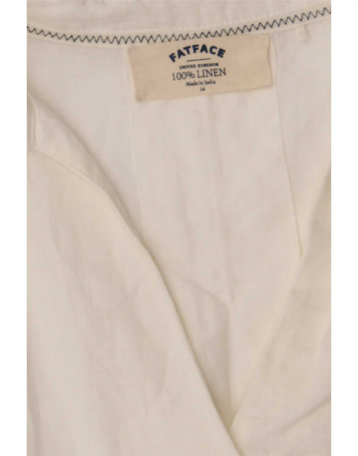 Camicia pullover ampia da donna Fat Face UK 14 Lino bianco grande