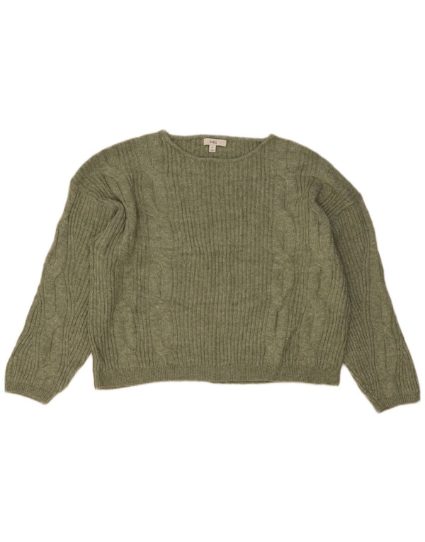 Maglione maglione con scollo a barca da donna Marks & Spencer UK 18 XL acrilico verde