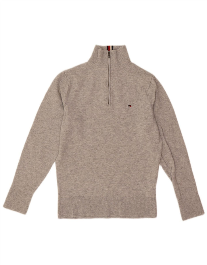 Maglione maglione con zip da uomo Tommy Hilfiger XS in lana grigia