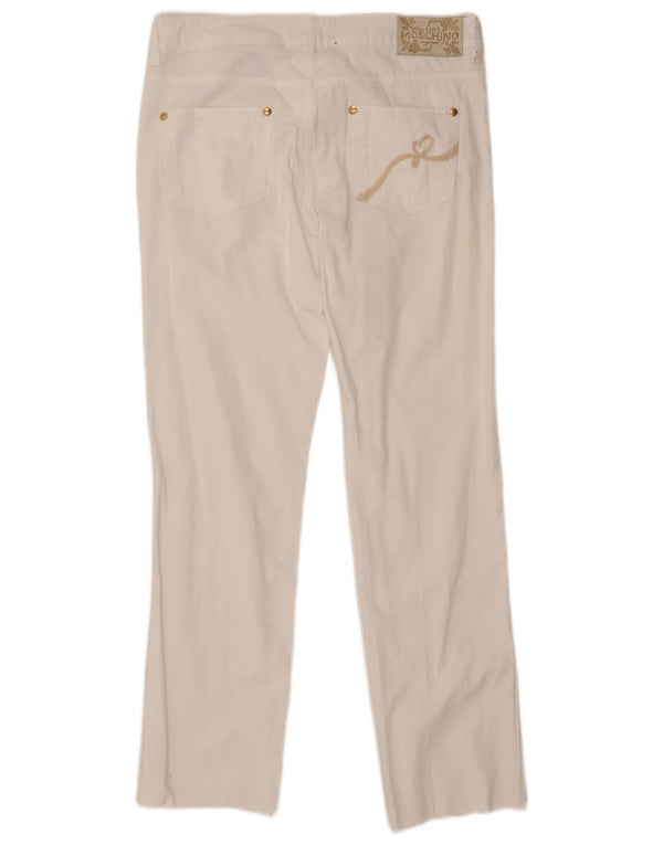 Jeans dritti da donna Moschino W29 L29 cotone bianco