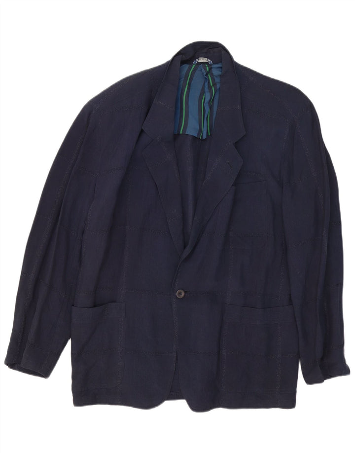 Giacca blazer da uomo a 1 bottone Giorgio Zanella IT 46 piccolo check blu navy