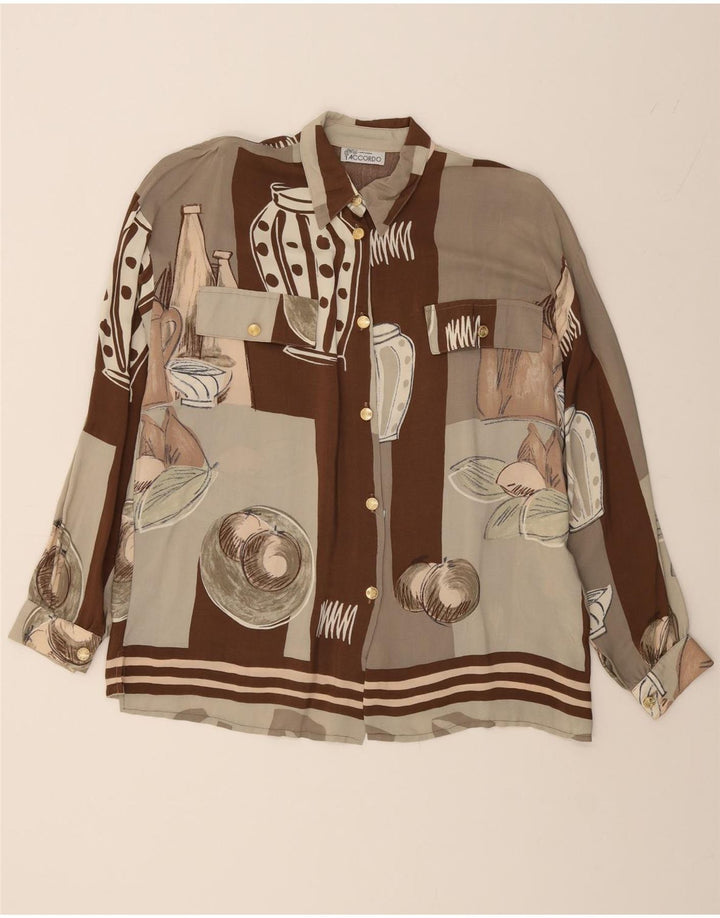 ACCORDO Womens Shirt UK 20 2XL Brown Patchwork Vintage ACCORDO and Second-Hand ACCORDO from Messina Hembry 