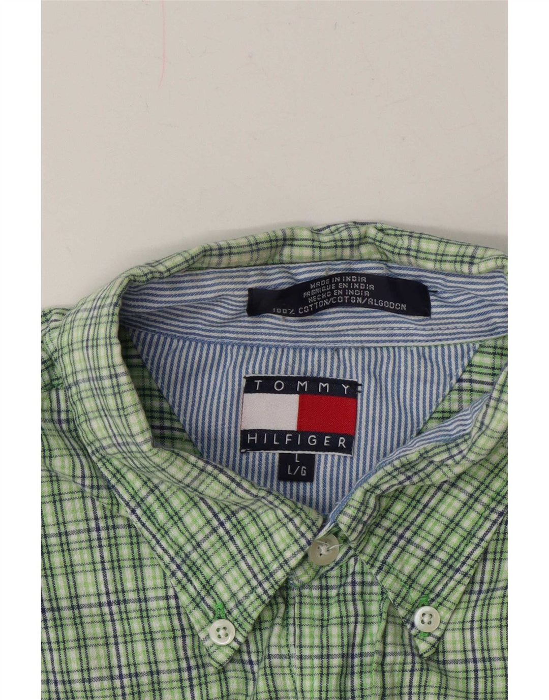 Camicia a maniche corte da uomo Tommy Hilfiger in cotone a quadri verdi grandi