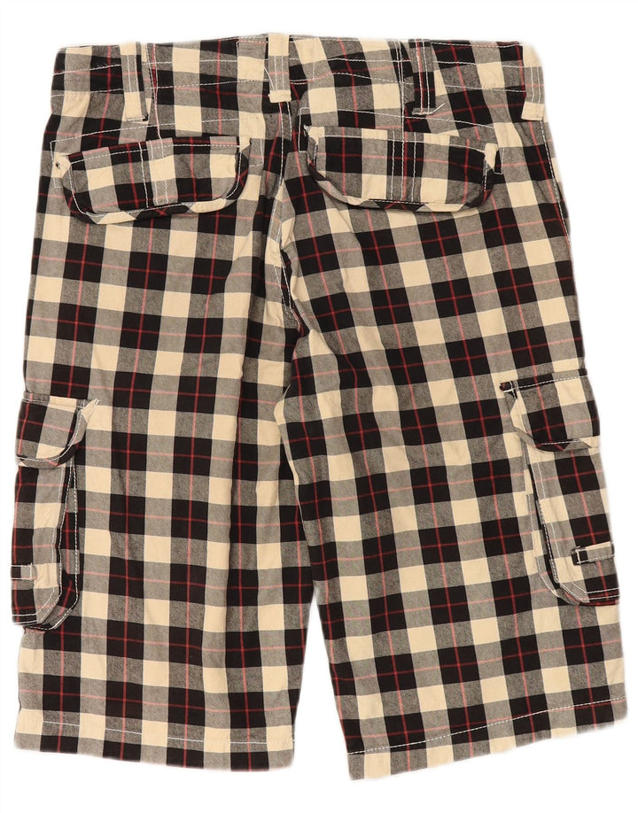 Pantaloncini cargo vintage da uomo W34 grandi in cotone a quadri neri