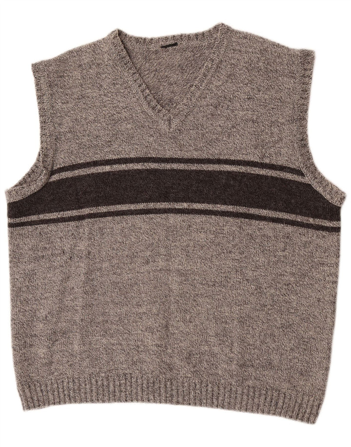 Canottiera vintage da uomo XL a righe grigie