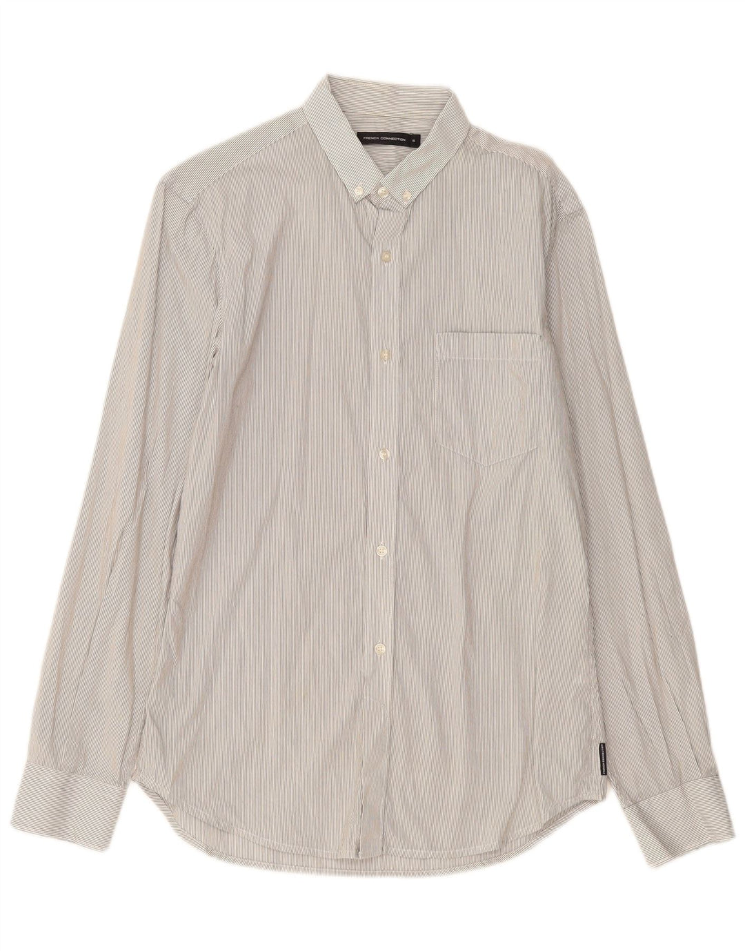FRENCH CONNECTION Camicia da uomo piccola in cotone gessato grigio