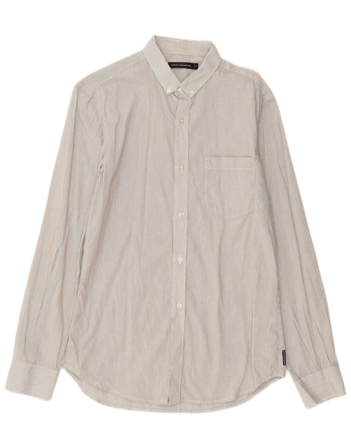 FRENCH CONNECTION Camicia da uomo piccola in cotone gessato grigio