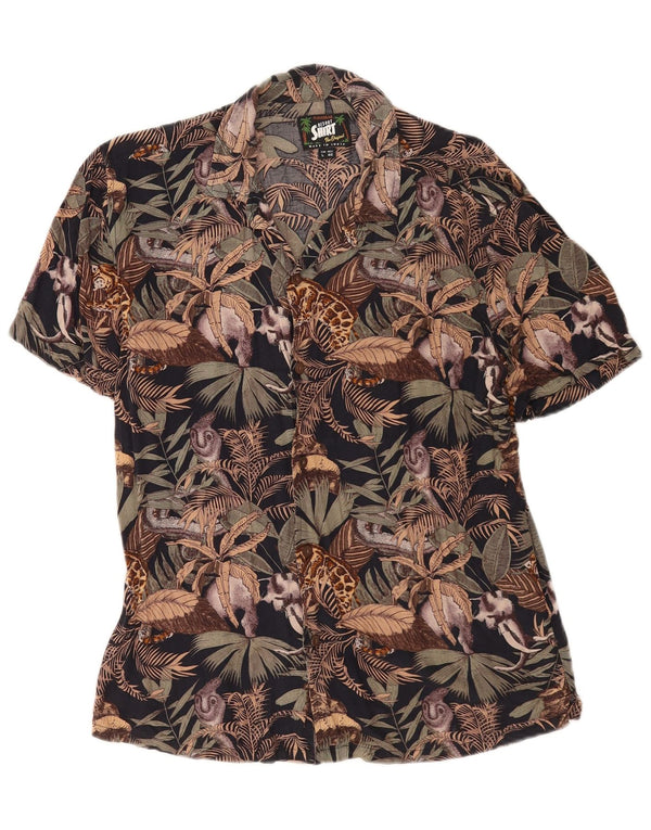 Maglia a maniche corte da uomo Pull & Bear Large in viscosa floreale multicolore