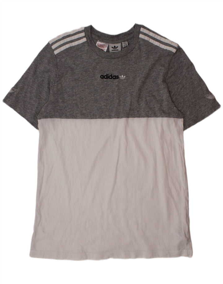 T-shirt Adidas da bambino 13-14 anni in cotone color block grigio