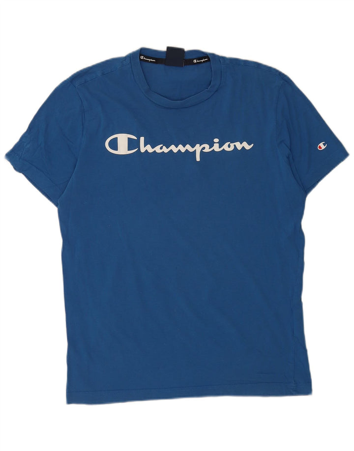 T-shirt grafica da uomo Champion Top piccola in cotone blu