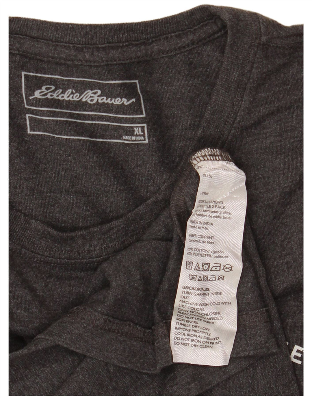 T-shirt grafica da uomo EDDIE BAUER Top XL in cotone grigio