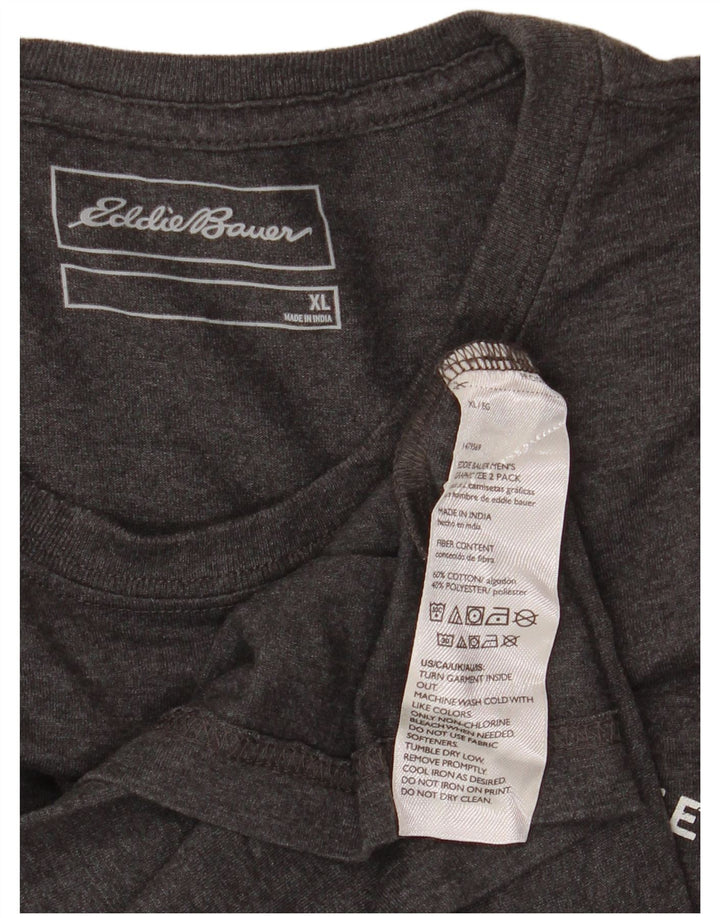 T-shirt grafica da uomo EDDIE BAUER Top XL in cotone grigio