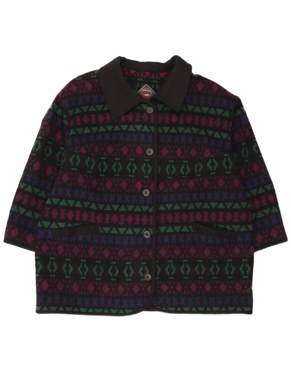 Soprabito da donna vintage UK 26 5XL Lana geometrica multicolore