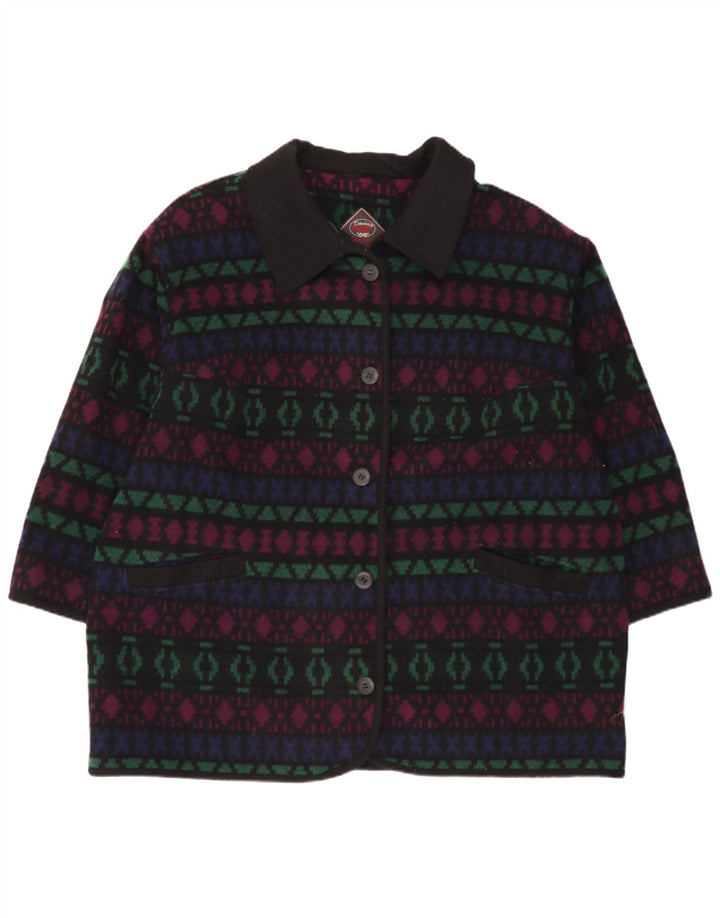 Soprabito da donna vintage UK 26 5XL Lana geometrica multicolore