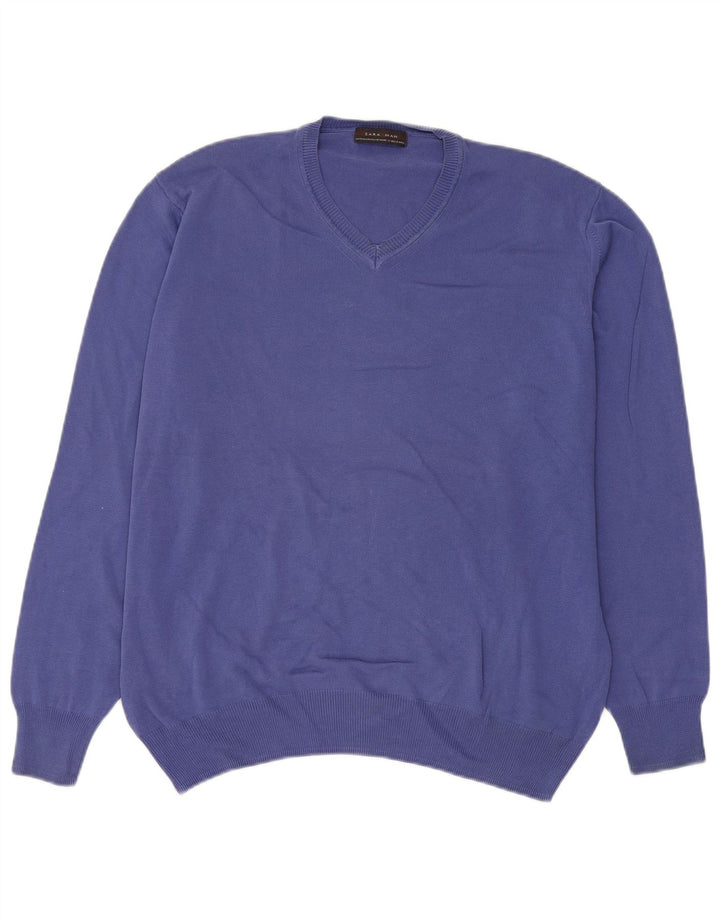 Maglione Zara da uomo con scollo a V XL blu