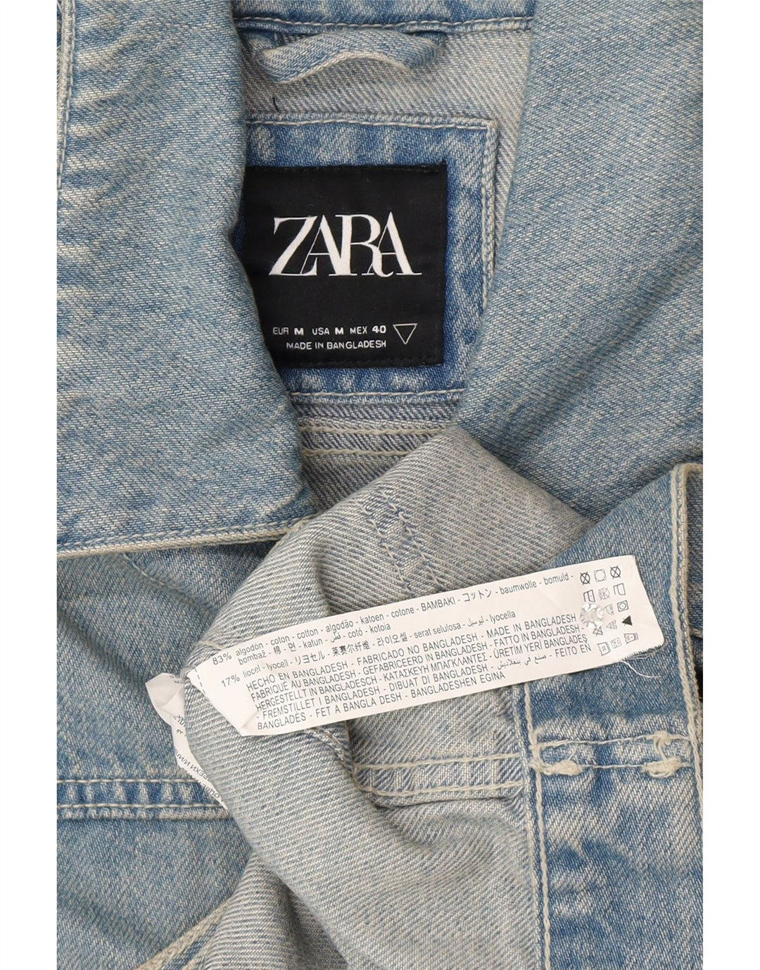 Giacca in denim da uomo Zara UK 38 cotone blu medio