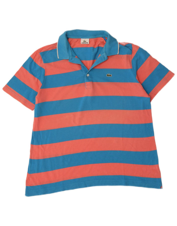 Polo da uomo Lacoste taglia 6 XL in cotone a righe blu