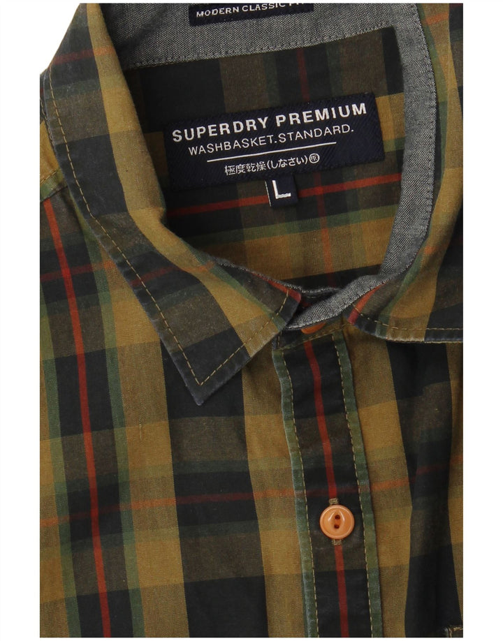 Camicia da uomo Superdry a quadri kaki grandi