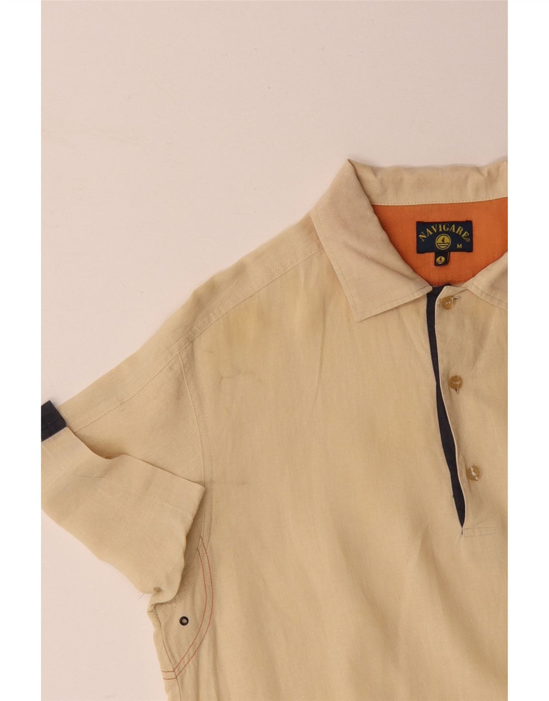 NAVIGARE Camicia pullover a maniche corte da uomo in cotone color block giallo medio