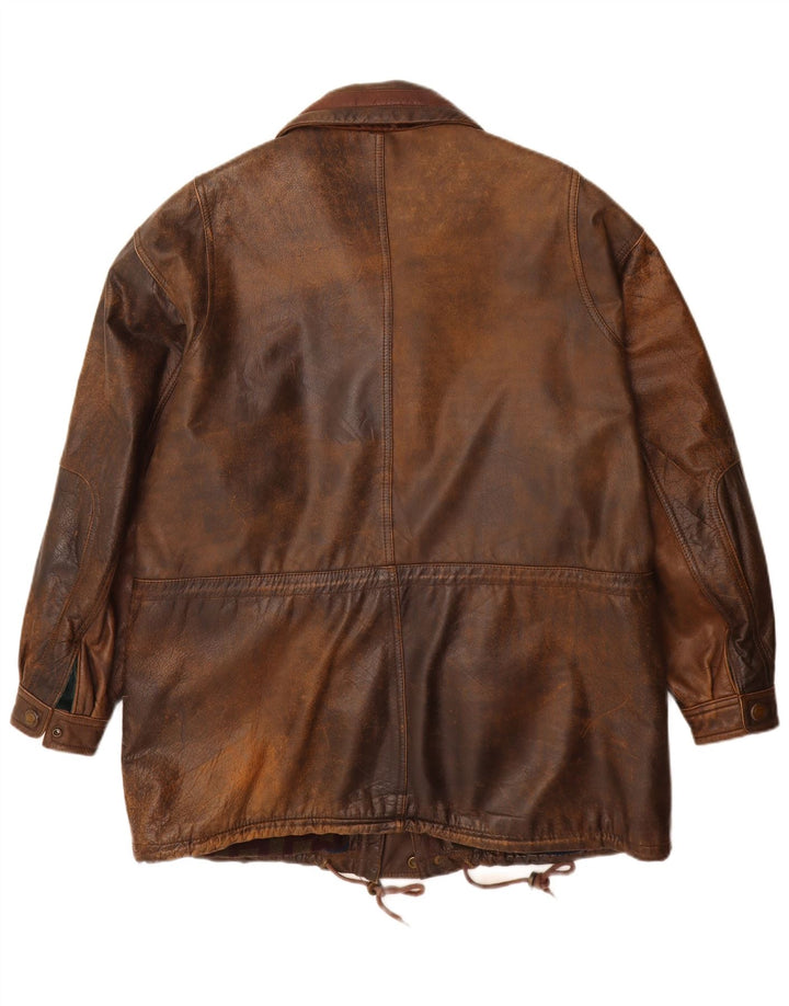 Giacca in pelle vintage da uomo IT 52 XL in pelle marrone